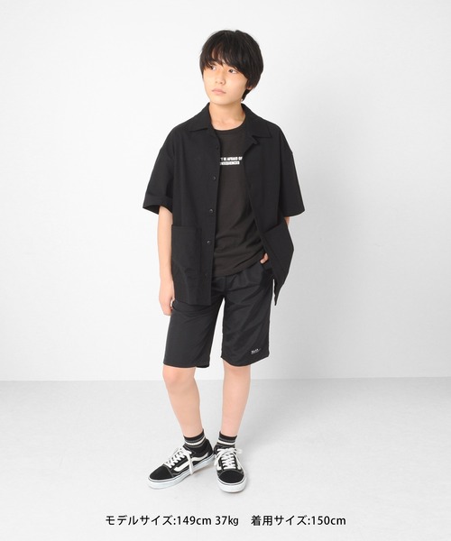 GLAZOS(グラソス)の「オックスストレッチ・オープンカラー半袖シャツ【セットアップ対応】(シャツ/ブラウス・キッズ・ブラック/カーキ・160cm/170cm/150cm)」の5枚目の写真