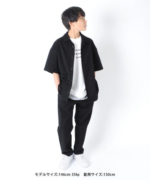 GLAZOS(グラソス)の「オックスストレッチ・オープンカラー半袖シャツ【セットアップ対応】(シャツ/ブラウス・キッズ・ブラック/カーキ・160cm/170cm/150cm)」の6枚目の写真