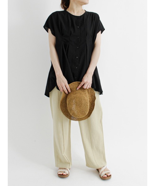 Samansa Mos2 blue（サマンサモスモスブルー）の「ピンタックイージーパンツ（その他パンツ・レディース・グレー/イエロー/ライトベージュ/チャコール・ﾌﾘ-）」の5枚目の写真