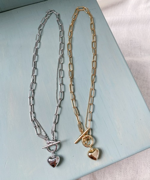 at12:03（アットイチニーゼロサン）の「ハートチェーンネックレス（ネックレス・レディース・シルバー/ゴールド・FREE）」の4枚目の写真