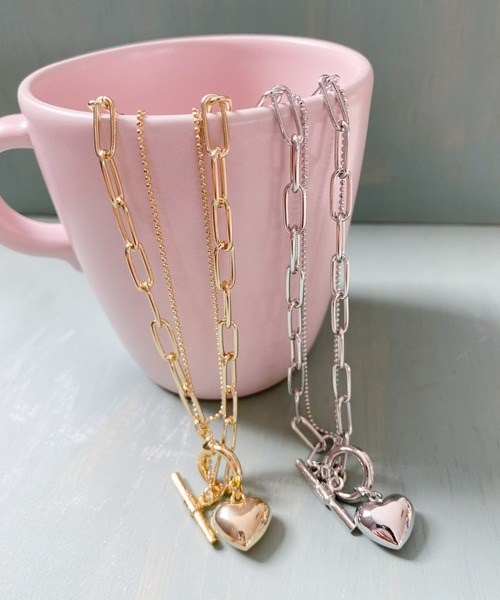 at12:03（アットイチニーゼロサン）の「ハートチェーンネックレス（ネックレス・レディース・シルバー/ゴールド・FREE）」の3枚目の写真