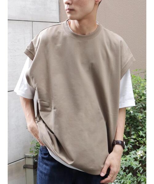 CRAFT STANDARD BOUTIQUE（クラフトスタンダードブティック）の「ミニ裏毛ベスト+5分袖TEE SET　＊（Tシャツ/カットソー・メンズ・チャコールグレー/グリーン/ベージュ・L/LL/M）」の5枚目の写真