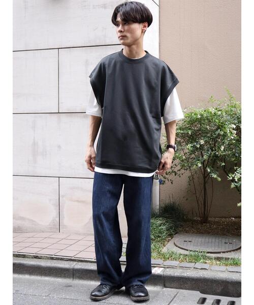 CRAFT STANDARD BOUTIQUE（クラフトスタンダードブティック）の「ミニ裏毛ベスト+5分袖TEE SET　＊（Tシャツ/カットソー・メンズ・チャコールグレー/グリーン/ベージュ・L/LL/M）」の8枚目の写真