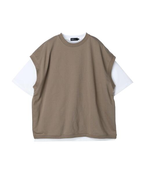 CRAFT STANDARD BOUTIQUE（クラフトスタンダードブティック）の「ミニ裏毛ベスト+5分袖TEE SET　＊（Tシャツ/カットソー・メンズ・チャコールグレー/グリーン/ベージュ・L/LL/M）」の9枚目の写真