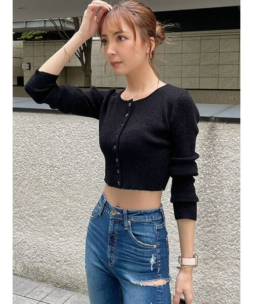 GYDA（ジェイダ）の「マイクロミニ モールニットカーディガン（カーディガン/ボレロ・レディース・ブラック/オフホワイト/ピンク・FREE）」の11枚目の写真