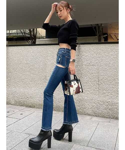 GYDA（ジェイダ）の「マイクロミニ モールニットカーディガン（カーディガン/ボレロ・レディース・ブラック/オフホワイト/ピンク・FREE）」の12枚目の写真