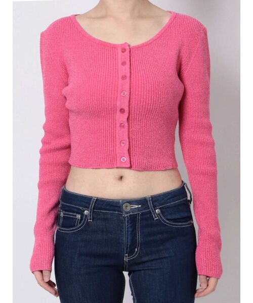 GYDA（ジェイダ）の「マイクロミニ モールニットカーディガン（カーディガン/ボレロ・レディース・ブラック/オフホワイト/ピンク・FREE）」の14枚目の写真