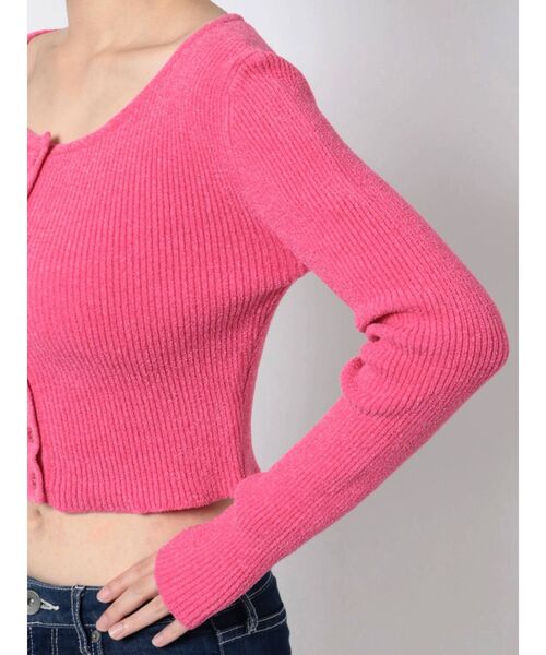 GYDA（ジェイダ）の「マイクロミニ モールニットカーディガン（カーディガン/ボレロ・レディース・ブラック/オフホワイト/ピンク・FREE）」の18枚目の写真