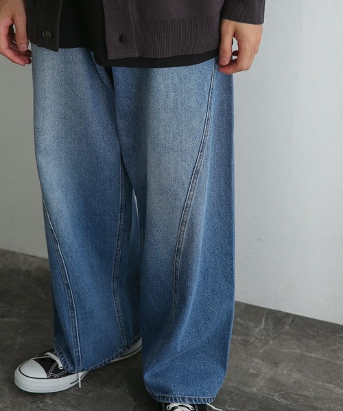 SENSE OF PLACE by URBAN RESEARCH(センスオブプレイスバイアーバンリサーチ)の「『セットアップ対応』 デニムパネルワイドパンツ(デニムパンツ・メンズ・ブラック/ライトインディゴブルー・MEDIUM/LARGE)」の13枚目の写真