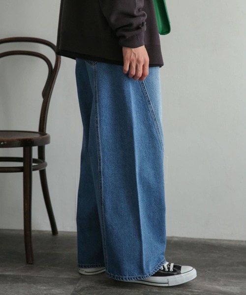 SENSE OF PLACE by URBAN RESEARCH(センスオブプレイスバイアーバンリサーチ)の「『セットアップ対応』 デニムパネルワイドパンツ(デニムパンツ・メンズ・ブラック/ライトインディゴブルー・MEDIUM/LARGE)」の21枚目の写真