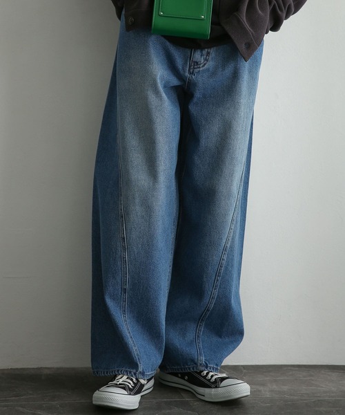 SENSE OF PLACE by URBAN RESEARCH(センスオブプレイスバイアーバンリサーチ)の「『セットアップ対応』 デニムパネルワイドパンツ(デニムパンツ・メンズ・ブラック/ライトインディゴブルー・MEDIUM/LARGE)」の6枚目の写真