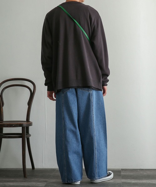 SENSE OF PLACE by URBAN RESEARCH(センスオブプレイスバイアーバンリサーチ)の「『セットアップ対応』 デニムパネルワイドパンツ(デニムパンツ・メンズ・ブラック/ライトインディゴブルー・MEDIUM/LARGE)」の3枚目の写真