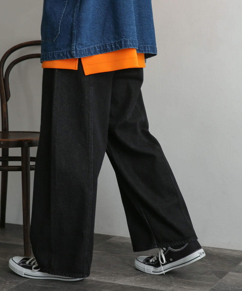 SENSE OF PLACE by URBAN RESEARCH(センスオブプレイスバイアーバンリサーチ)の「『セットアップ対応』 デニムパネルワイドパンツ(デニムパンツ・メンズ・ブラック/ライトインディゴブルー・MEDIUM/LARGE)」の15枚目の写真