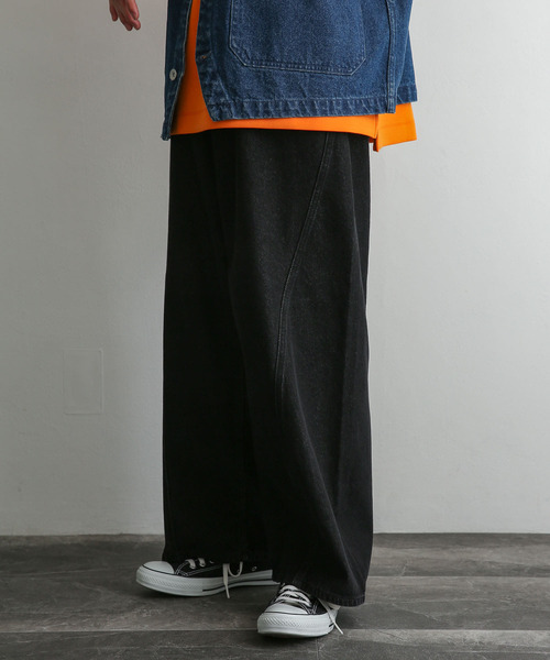 SENSE OF PLACE by URBAN RESEARCH(センスオブプレイスバイアーバンリサーチ)の「『セットアップ対応』 デニムパネルワイドパンツ(デニムパンツ・メンズ・ブラック/ライトインディゴブルー・MEDIUM/LARGE)」の19枚目の写真