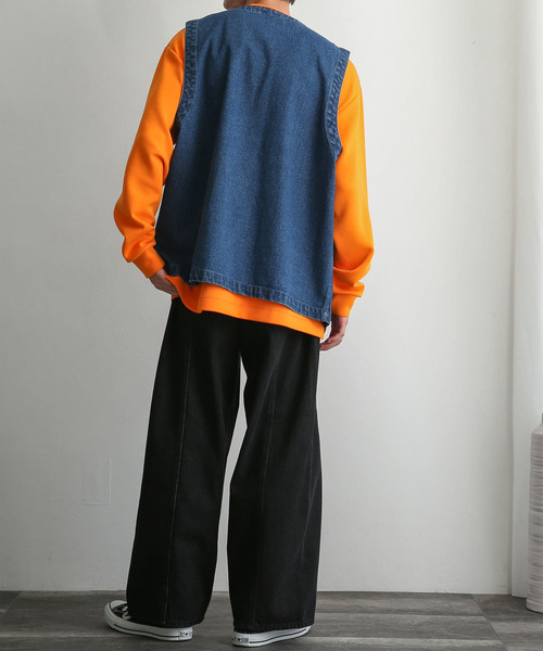 SENSE OF PLACE by URBAN RESEARCH(センスオブプレイスバイアーバンリサーチ)の「『セットアップ対応』 デニムパネルワイドパンツ(デニムパンツ・メンズ・ブラック/ライトインディゴブルー・MEDIUM/LARGE)」の16枚目の写真