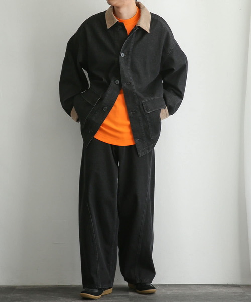 SENSE OF PLACE by URBAN RESEARCH(センスオブプレイスバイアーバンリサーチ)の「『セットアップ対応』 デニムパネルワイドパンツ(デニムパンツ・メンズ・ブラック/ライトインディゴブルー・MEDIUM/LARGE)」の20枚目の写真