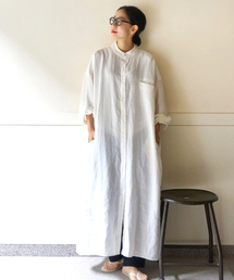 リネンワッシャー Big-シャツワンピース