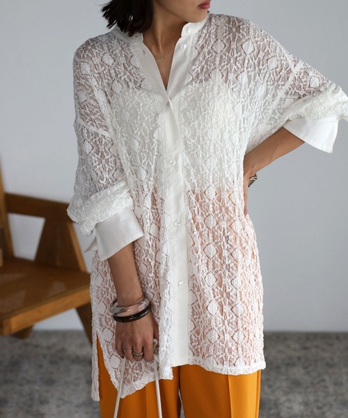 mi via loca（ミヴィアロカ）の「レースバンドカラーシャツ（シャツ/ブラウス・レディース・ブラック/オフホワイト・FREE）」の17枚目の写真