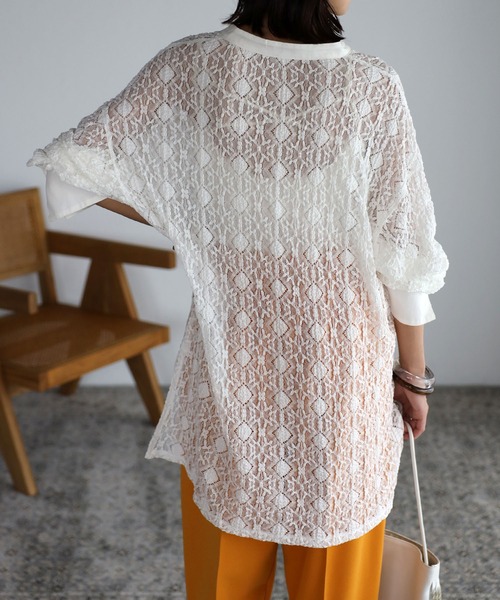 mi via loca（ミヴィアロカ）の「レースバンドカラーシャツ（シャツ/ブラウス・レディース・ブラック/オフホワイト・FREE）」の15枚目の写真