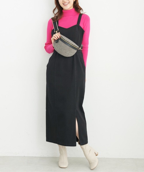 FREE'S MART（フリーズマート）の「【Sシリーズ対応】◆バックリボンIラインデニムジャンパースカート（ジャンパースカート・レディース・ブラック/ネイビー・SMALL/MEDIUM/X-SMALL）」の3枚目の写真