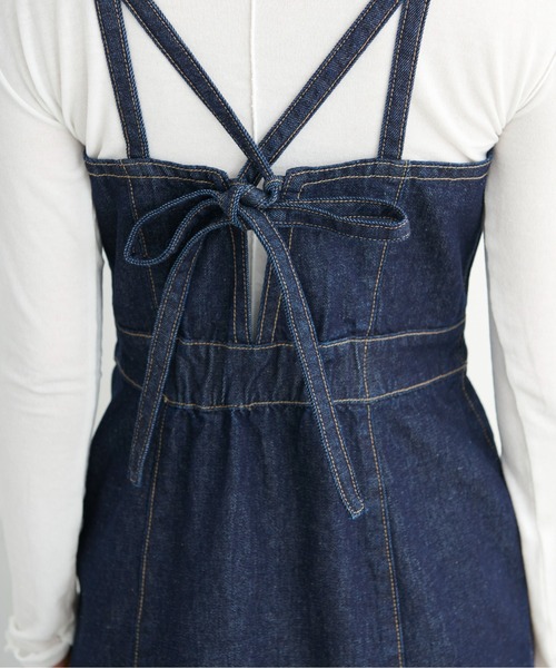 FREE'S MART（フリーズマート）の「【Sシリーズ対応】◆バックリボンIラインデニムジャンパースカート（ジャンパースカート・レディース・ブラック/ネイビー・SMALL/MEDIUM/X-SMALL）」の19枚目の写真