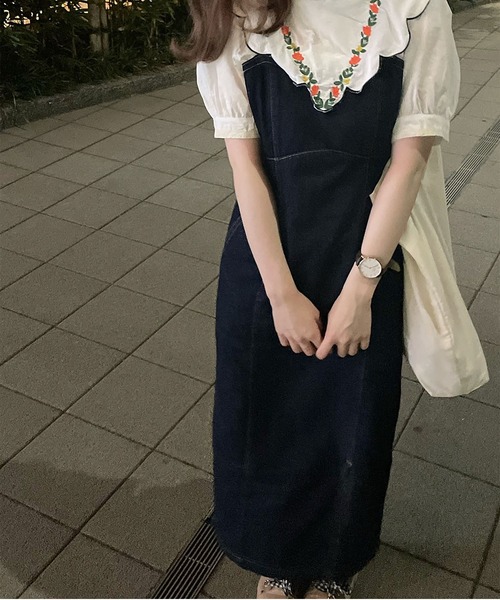 FREE'S MART（フリーズマート）の「【Sシリーズ対応】◆バックリボンIラインデニムジャンパースカート（ジャンパースカート・レディース・ブラック/ネイビー・SMALL/MEDIUM/X-SMALL）」の22枚目の写真