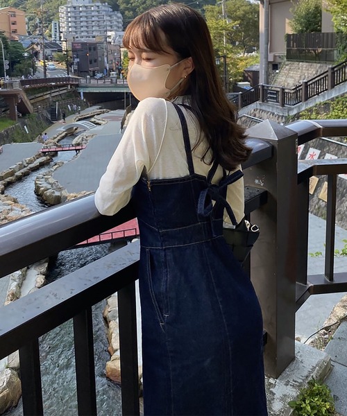 FREE'S MART（フリーズマート）の「【Sシリーズ対応】◆バックリボンIラインデニムジャンパースカート（ジャンパースカート・レディース・ブラック/ネイビー・SMALL/MEDIUM/X-SMALL）」の21枚目の写真