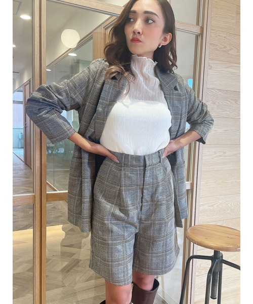 DURAS(デュラス)の「チェック柄ハーフパンツ(その他パンツ・レディース・グレー/モカ・FREE)」の2枚目の写真