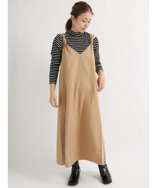 Lugnoncure（ルノンキュール）の「ノットキャミワンピース（ワンピース・レディース・ブラック/ベージュ/ブラウン・ﾌﾘ-）」の9枚目の写真