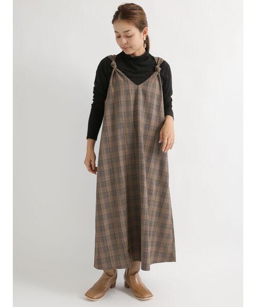 Lugnoncure（ルノンキュール）の「ノットキャミワンピース（ワンピース・レディース・ブラック/ベージュ/ブラウン・ﾌﾘ-）」の12枚目の写真