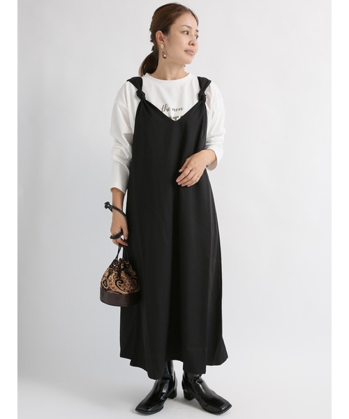 Lugnoncure（ルノンキュール）の「ノットキャミワンピース（ワンピース・レディース・ブラック/ベージュ/ブラウン・ﾌﾘ-）」の2枚目の写真