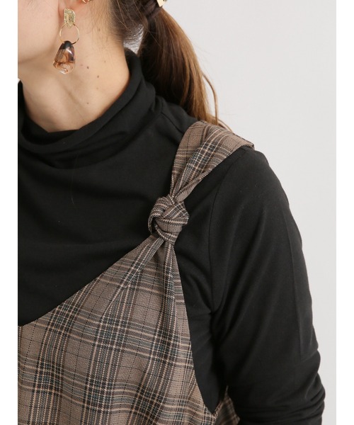 Lugnoncure（ルノンキュール）の「ノットキャミワンピース（ワンピース・レディース・ブラック/ベージュ/ブラウン・ﾌﾘ-）」の8枚目の写真