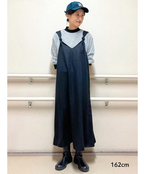 Lugnoncure（ルノンキュール）の「ノットキャミワンピース（ワンピース・レディース・ブラック/ベージュ/ブラウン・ﾌﾘ-）」の10枚目の写真