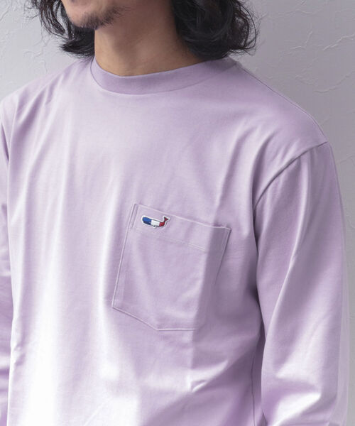 NOLLEY'S goodman(ノーリーズグッドマン)の「クジラ クルーネック ロンT 長袖Tシャツ(Tシャツ/カットソー・メンズ・ネイビー/グレイッシュベージュ/ラベンダー/ホワイト・L/XL/M/S)」の1枚目の写真
