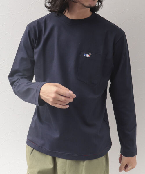 NOLLEY'S goodman(ノーリーズグッドマン)の「クジラ クルーネック ロンT 長袖Tシャツ(Tシャツ/カットソー・メンズ・ネイビー/グレイッシュベージュ/ラベンダー/ホワイト・L/XL/M/S)」の4枚目の写真
