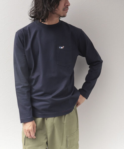 NOLLEY'S goodman(ノーリーズグッドマン)の「クジラ クルーネック ロンT 長袖Tシャツ(Tシャツ/カットソー・メンズ・ネイビー/グレイッシュベージュ/ラベンダー/ホワイト・L/XL/M/S)」の7枚目の写真