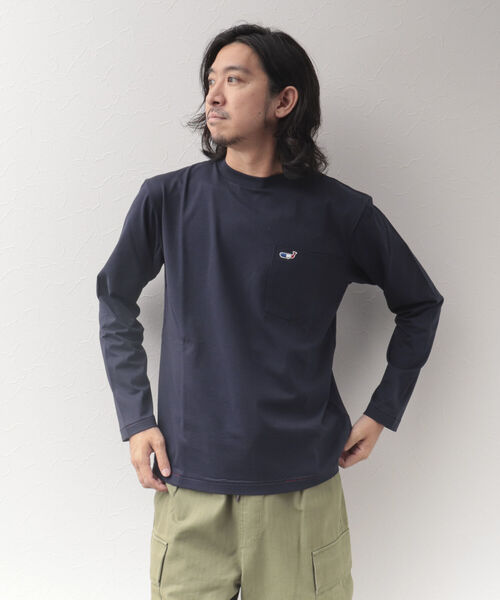 NOLLEY'S goodman(ノーリーズグッドマン)の「クジラ クルーネック ロンT 長袖Tシャツ(Tシャツ/カットソー・メンズ・ネイビー/グレイッシュベージュ/ラベンダー/ホワイト・L/XL/M/S)」の8枚目の写真