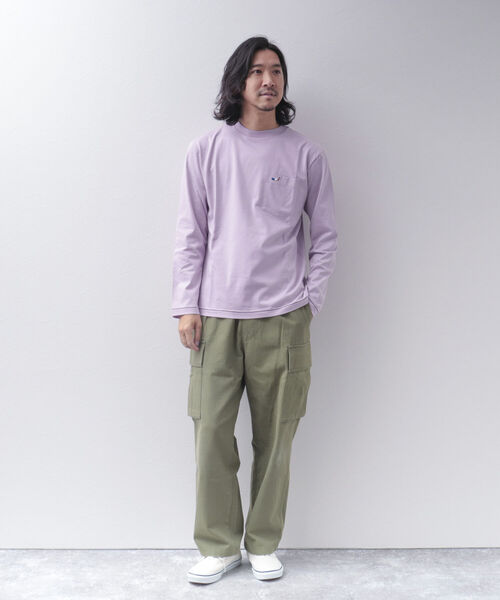 NOLLEY'S goodman(ノーリーズグッドマン)の「クジラ クルーネック ロンT 長袖Tシャツ(Tシャツ/カットソー・メンズ・ネイビー/グレイッシュベージュ/ラベンダー/ホワイト・L/XL/M/S)」の18枚目の写真