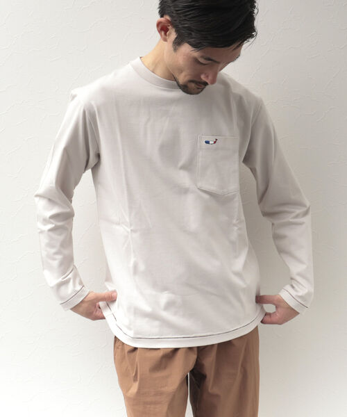 NOLLEY'S goodman(ノーリーズグッドマン)の「クジラ クルーネック ロンT 長袖Tシャツ(Tシャツ/カットソー・メンズ・ネイビー/グレイッシュベージュ/ラベンダー/ホワイト・L/XL/M/S)」の21枚目の写真
