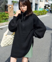 PUBLUX | PUBLUX/パブリュクス リブ編みハーフジップビッグプルオーバーニット(ニット/セーター)