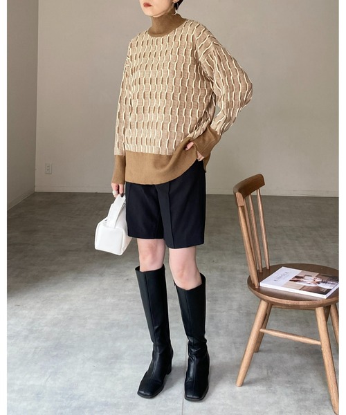 She's Closet(シーズクローゼット)の「バイカラーウェーブストライプハイネックニットプルオーバー(ニット/セーター・レディース・アイボリー/ブラック/モカ・FREE)」の14枚目の写真