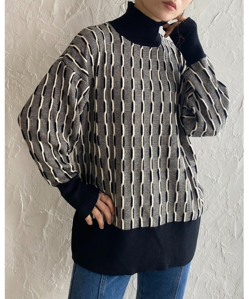 She's Closet(シーズクローゼット)の「バイカラーウェーブストライプハイネックニットプルオーバー(ニット/セーター・レディース・アイボリー/ブラック/モカ・FREE)」の17枚目の写真