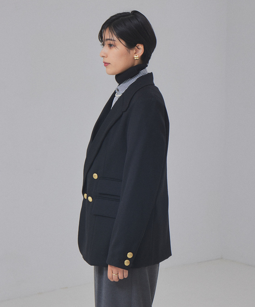 美品✨TICCA ウールダブルジャケット　ネイビー紺×ゴールド金 TICCA(ティッカ)｜ウールサージダブルジャケット/ネイビー の