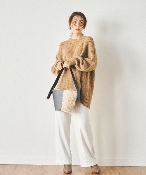 ミックスカラーヘアリーニット《手洗い可能》