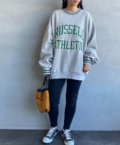 トレーナー スウェット 「別注」RUSSELL ATHLETIC / プリント クルーネック スウェット レディース Russell Athletic トレーナー スウェット 「RUSSELL ATHLETIC