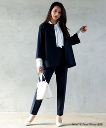 Emilyan | 【手洗いできるハイストレッチジョーゼット】WEB限定!フレアーカラーレスジャケット&テーパードパンツ/セットアップスーツ(スーツセット)