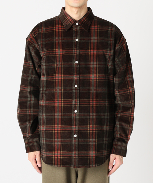 JOURNAL STANDARD（ジャーナルスタンダード）の「コーデュロイチェック レギュラーシャツ（シャツ/ブラウス・メンズ・モカ/ブラウン系その他/ダークブルー/コバルトブルー・MEDIUM/LARGE）」の19枚目の写真