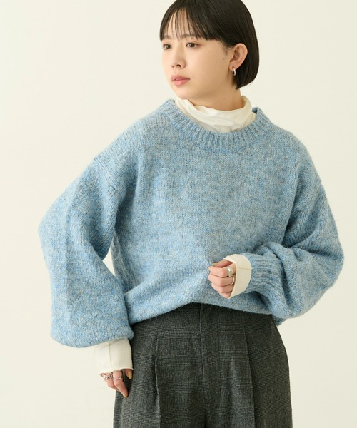 Aunt Marie's(アントマリーズ)の「ミックス袖ボリュームニット(ニット/セーター・レディース・グリーン/ブルー/ピンク/ベージュ・FREE)」の9枚目の写真