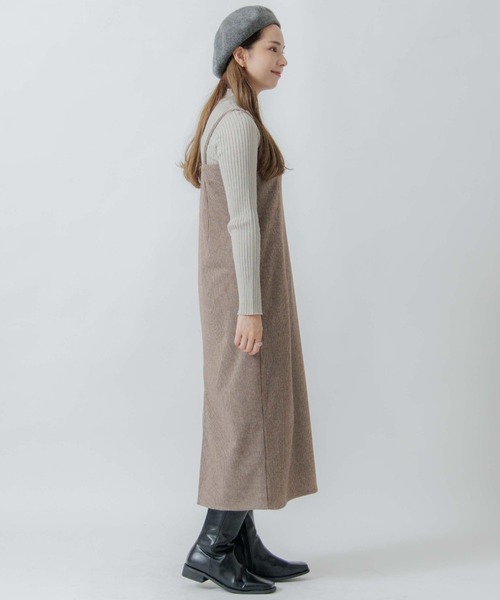 flower（フラワー）の「シェイプチェックワンピース2（ワンピース・レディース・ベージュ/ブラウン・FREE）」の3枚目の写真