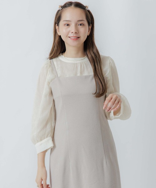 flower（フラワー）の「シェイプチェックワンピース2（ワンピース・レディース・ベージュ/ブラウン・FREE）」の17枚目の写真